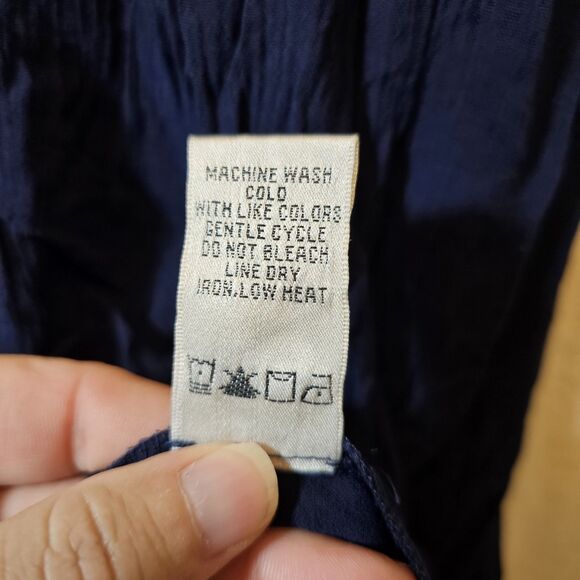 Sophie Max Navy Blue Midi Dress Red Floral Embroidery Tassels Womens Medium - Picture 9 of 10